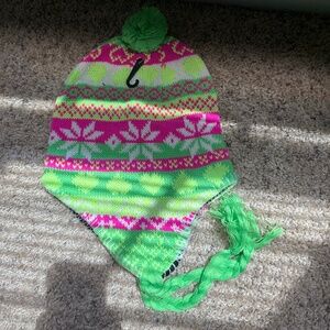 Neon Snowflake Trapper Hat with Fleece Lining